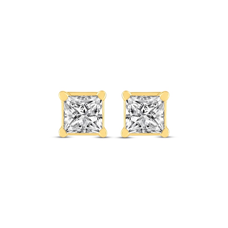 Princess-Cut Diamond Solitaire Stud Earrings 1/2 ct tw Yellow Gold Plated