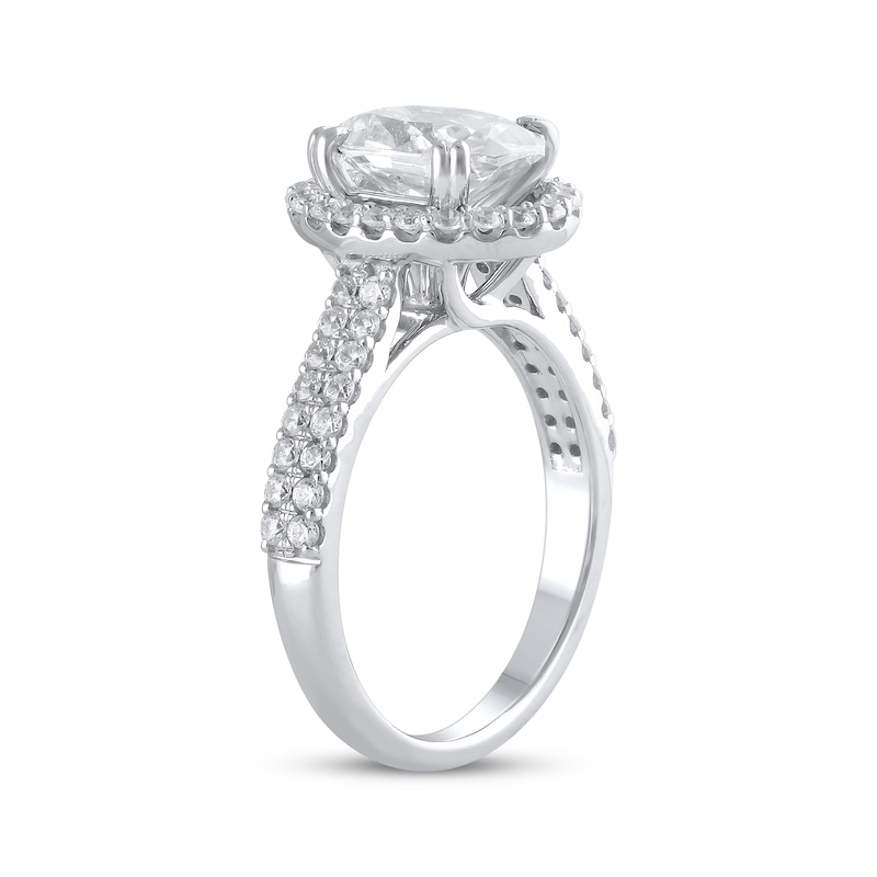 Lab-Created Diamonds by Oval-Cut Engagement Ring 2-1/2 ct tw White Gold Plated