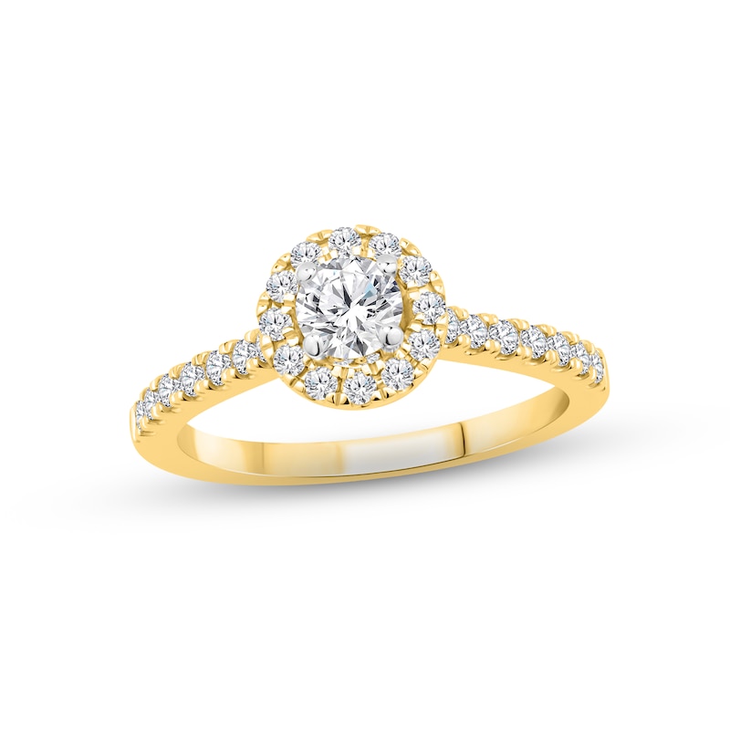 Diamond Engagement Ring 7/8 ct tw Round-cut Two-Tone Gold Plated