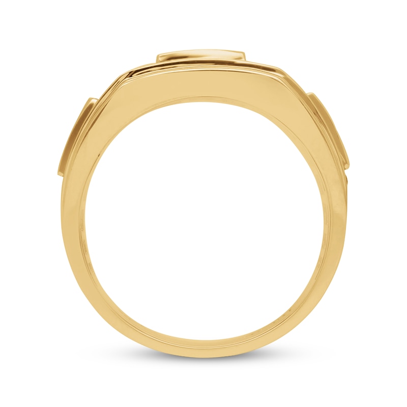 Men's Brown & White Diamond Wedding Band 1 ct tw Round-cut Yellow Gold Plated