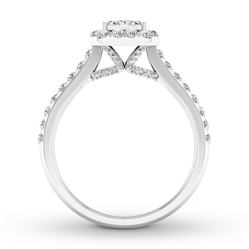 Diamond Engagement Ring 3/4 ct tw Round-cut White Gold Plated