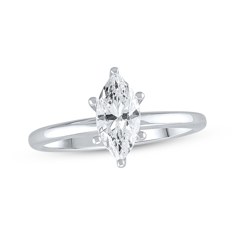 Lab-Created Diamonds by Marquise-Cut Solitaire Engagement Ring 1 ct tw White Gold Plated