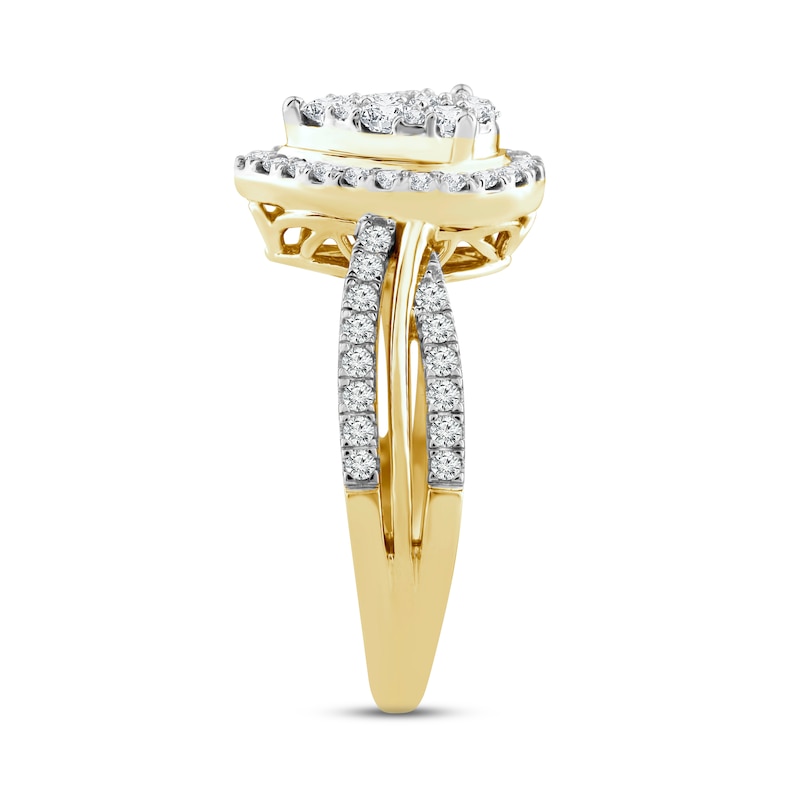 Multi-Diamond Engagement Ring 3/4 ct tw Round-cut Yellow Gold Plated