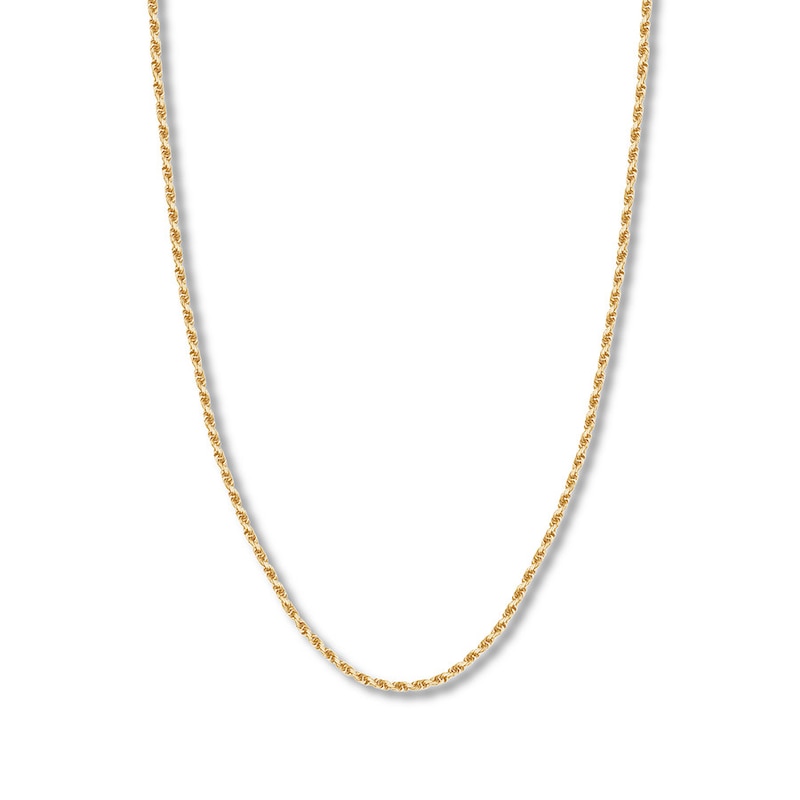 24" Textured Solid Rope Chain Yellow Gold Plated
