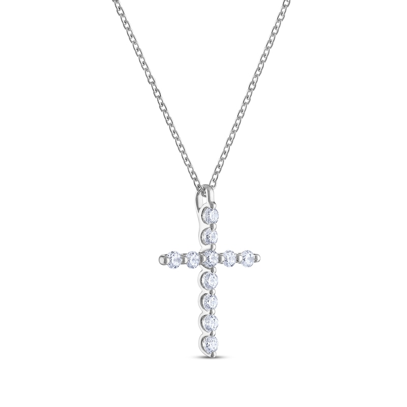 THE LEO Diamond Cross Necklace 1/2 ct tw White Gold Plated 19"
