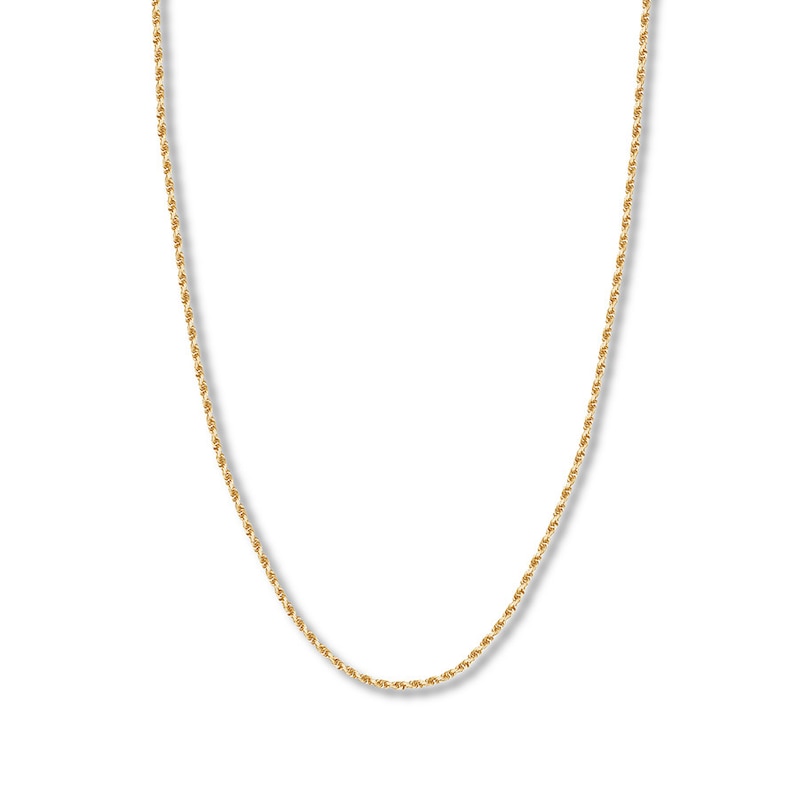 Textured Solid Rope Chain Yellow Gold Plated 24"