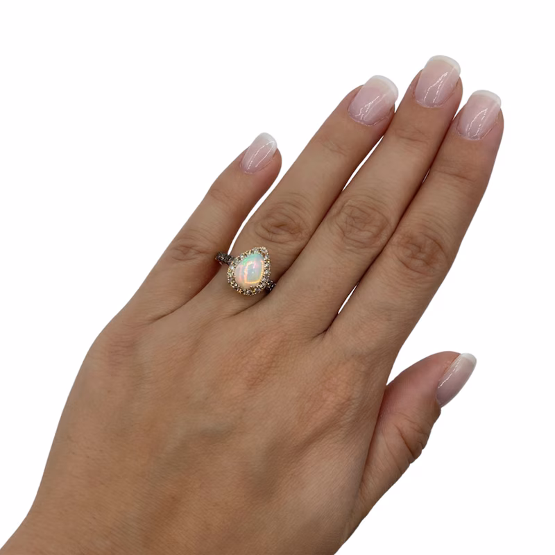 Le Vian Opal Ring 3/4 ct tw Diamonds Pear-shaped 14K Strawberry Gold