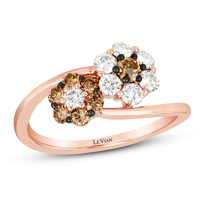 Le Vian Diamond Flower Ring 7/8 ct tw Strawberry Gold Plated