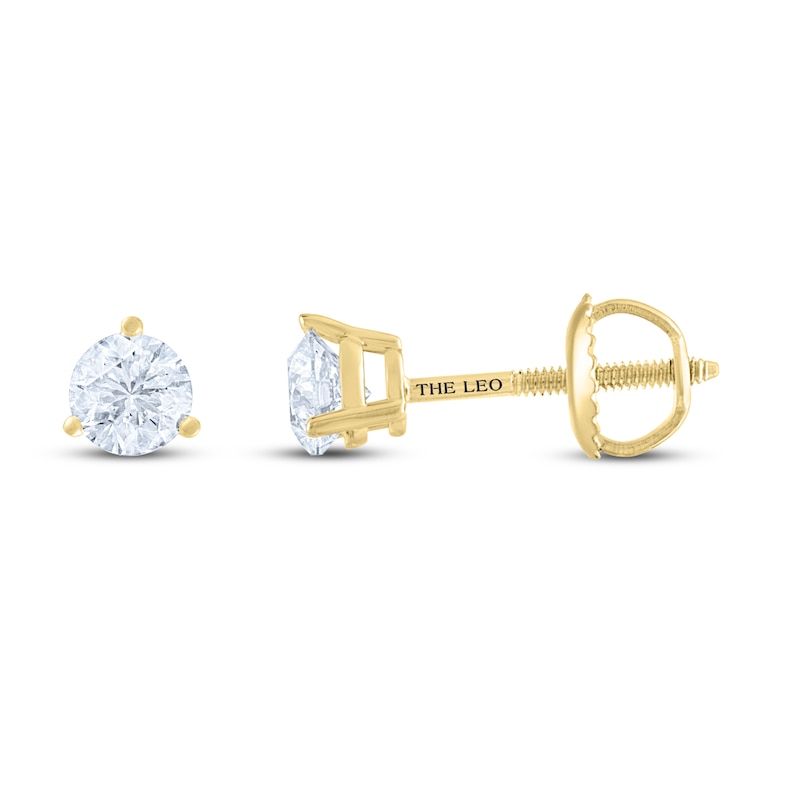 THE LEO Diamond Solitaire Earrings 3/4 ct tw Round-cut Yellow Gold Plated