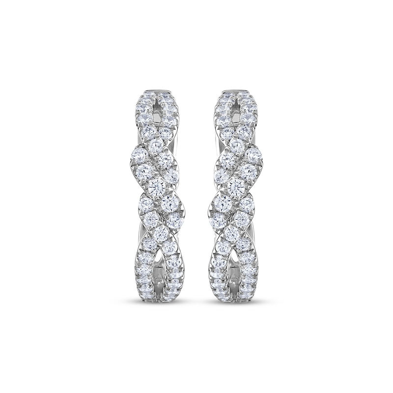 THE LEO Diamond Twist Hoop Earrings 3/4 ct tw White Gold Plated