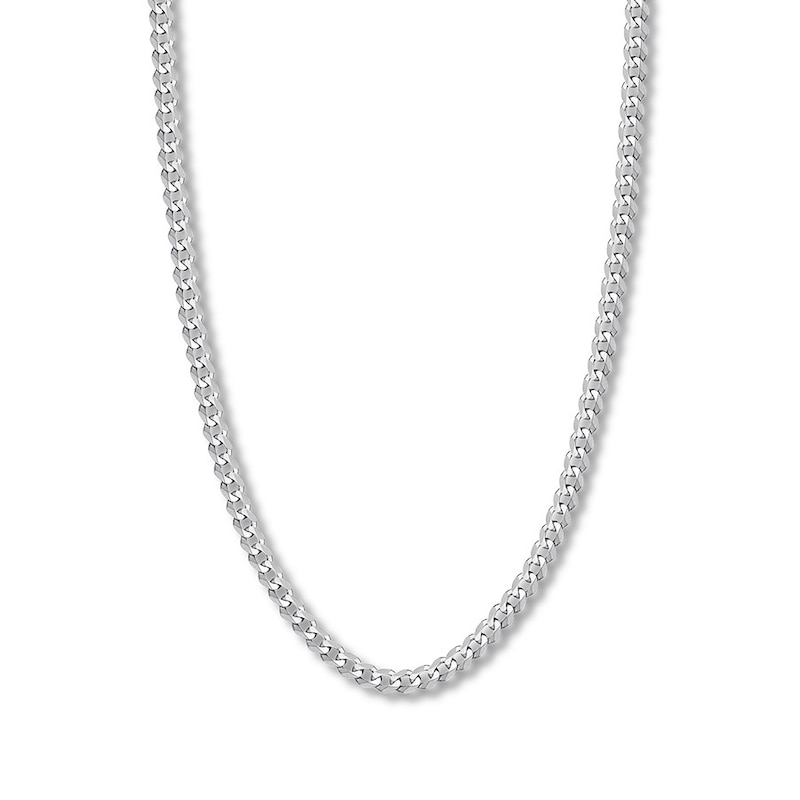 24" Solid Curb Chain White Gold Plated Appx. 6.7mm