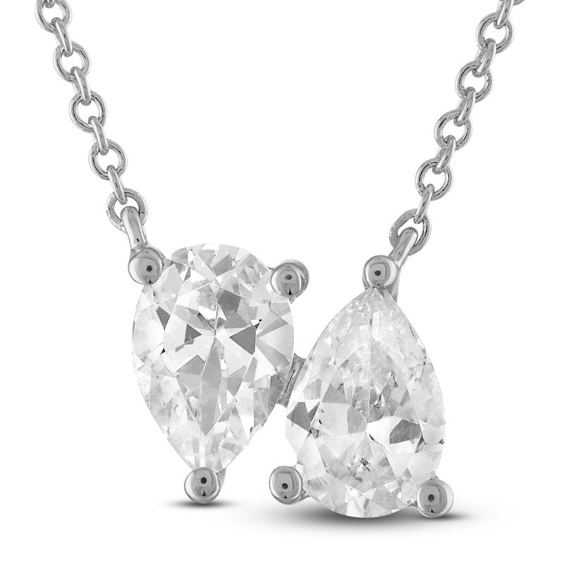 Diamond Double Pear Necklace 1 ct tw White Gold Plated 18"