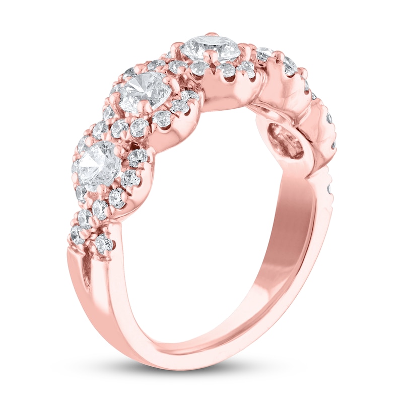 THE LEO Diamond Anniversary Ring 1-1/2 ct tw Round-cut Rose Gold Plated