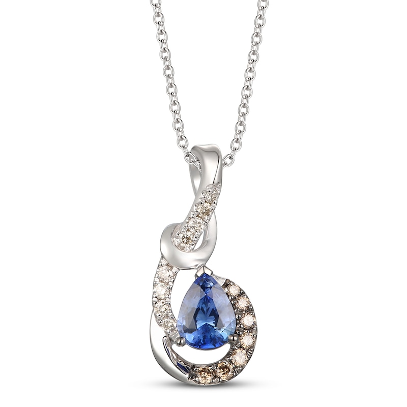 Le Vian Sapphire Necklace 1/6 ct tw Diamonds Vanilla Gold Plated 18"