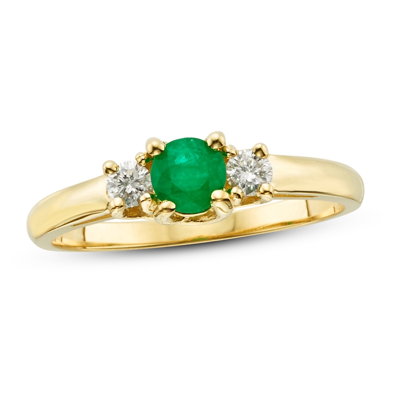 Certified Emerald & Diamond Ring 1/8 ct tw Yellow Gold Plated