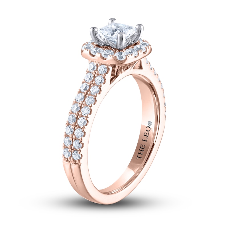 THE LEO Diamond Engagement Ring 1 ct tw Princess/Round Rose Gold Plated