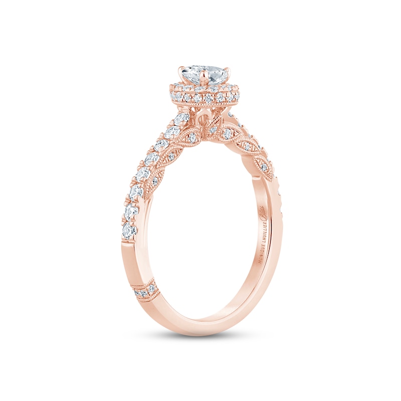 Monique Lhuillier Bliss Diamond Engagement Ring 7/8 ct tw Pear & Round-cut Rose Gold Plated