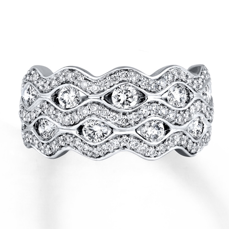 Diamond Ring 1-1/4 ct tw Round-cut White Gold Plated