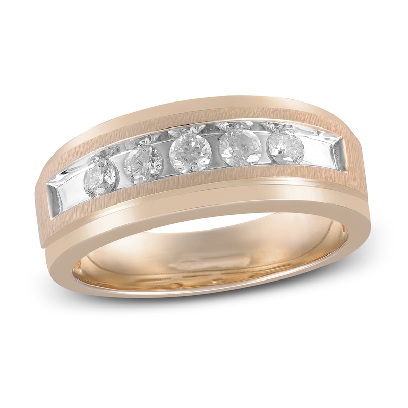 Men's Five-Stone Diamond Wedding Band 1/2 ct tw Round-cut Rose Gold Plated