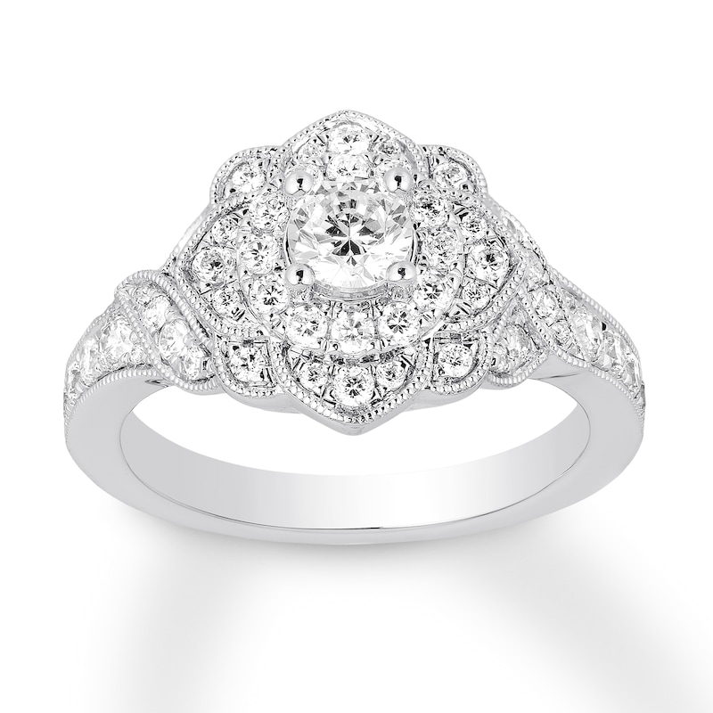 Diamond Engagement Ring 1 ct tw Round-cut White Gold Plated