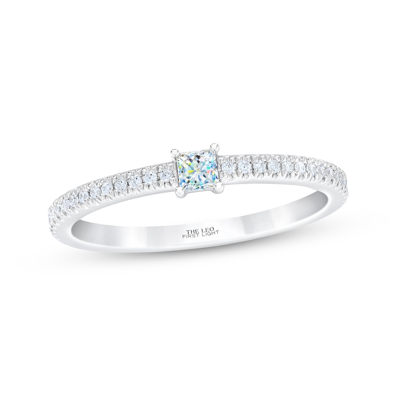 THE LEO First Light Diamond Princess & Round-Cut Anniversary Band 1/4 ct tw White Gold Plated