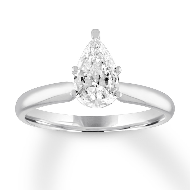 Diamond Solitaire Engagement Ring 1 Carat Pear White Gold Plated