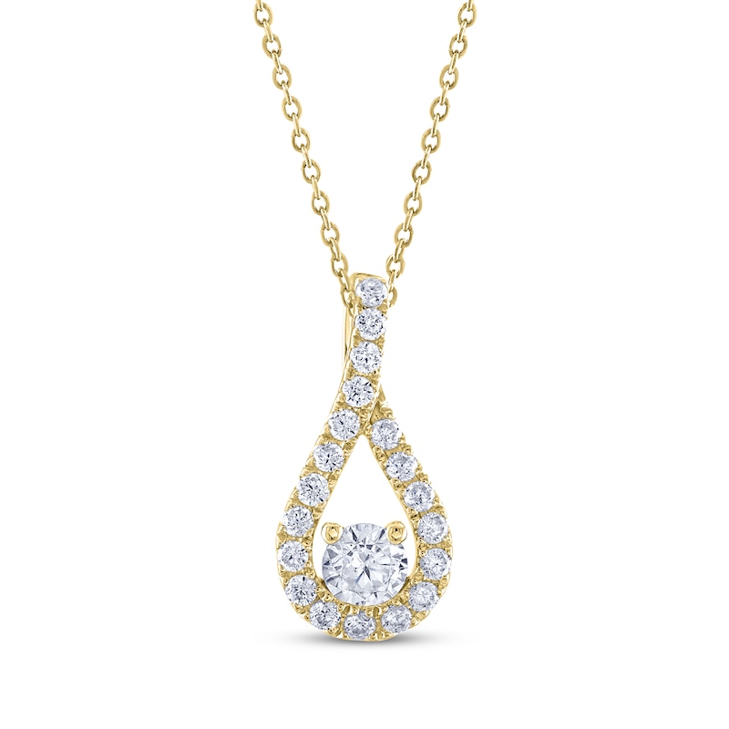 THE LEO Diamond Teardrop Twist Necklace 1/2 ct tw Yellow Gold Plated 19"