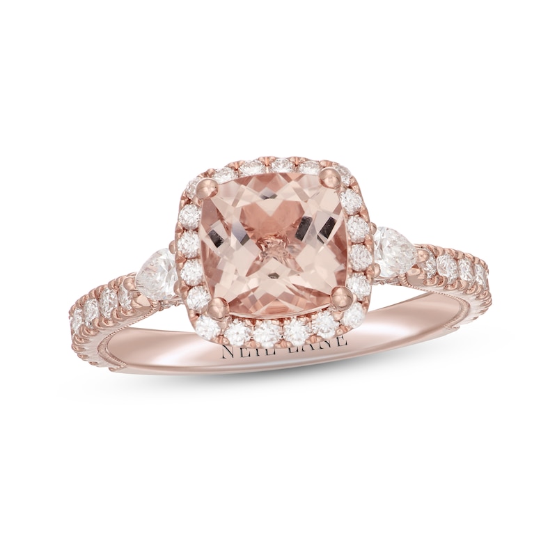 Neil Lane Morganite & Diamond Engagement Ring 3/4 ct tw Cushion, Pear & Round-cut Rose Gold Plated