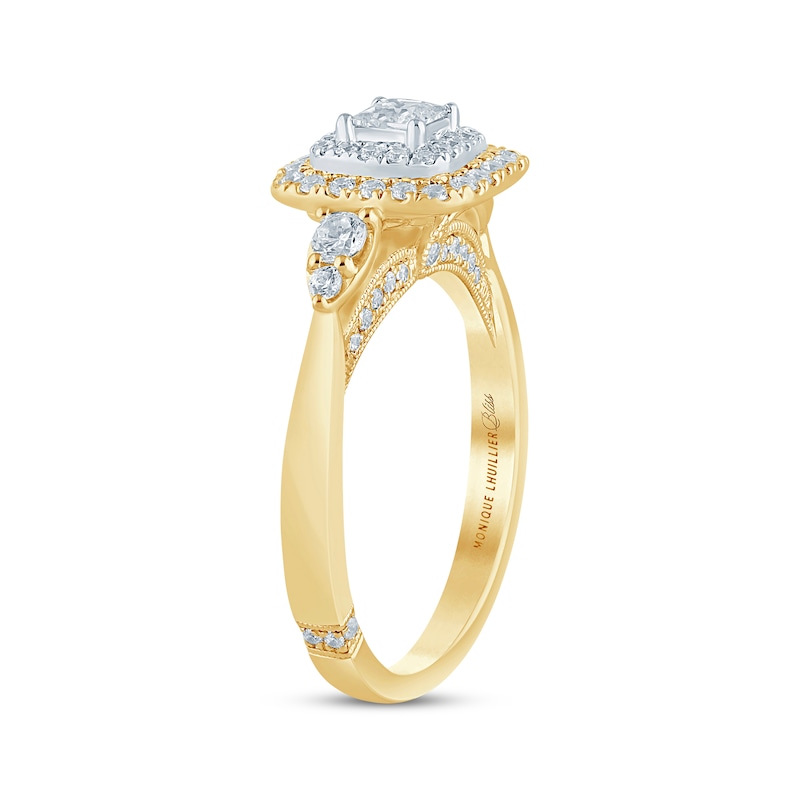 Monique Lhuillier Bliss Princess-Cut Diamond Engagement Ring 3/4 ct tw Two-Tone Gold Plated