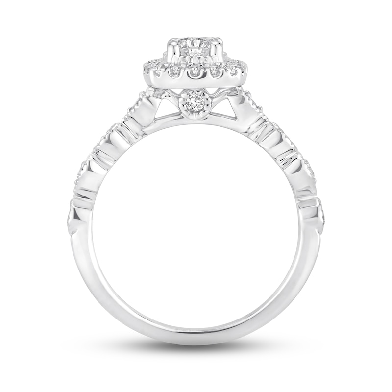 Diamond Engagement Ring 5/8 ct tw Round-cut White Gold Plated