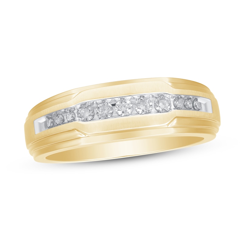 Men's Diamond Wedding Ring 1/4 ct tw Yellow Gold Plated
