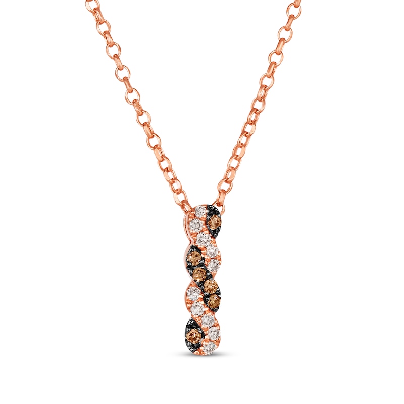 Le Vian Chocolate Twist Diamond Necklace 1/6 ct tw Strawberry Gold Plated 19”