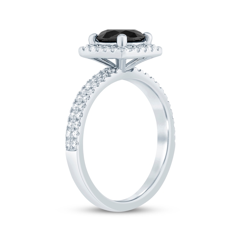 Round-Cut Black & White Diamond Engagement Ring 2-3/8 ct tw White Gold Plated