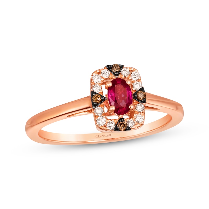 Le Vian Ruby Ring 1/10 ct tw Diamonds Strawberry Gold Plated