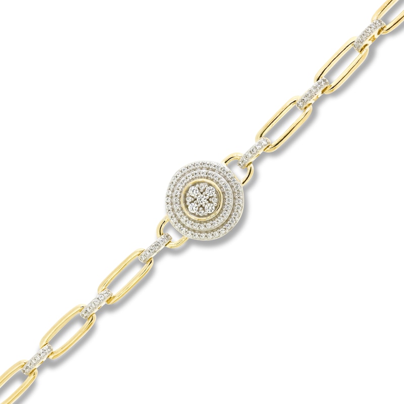 Diamond Paperclip Bracelet 1/3 ct tw Round-cut Yellow Gold Plated 7.25"