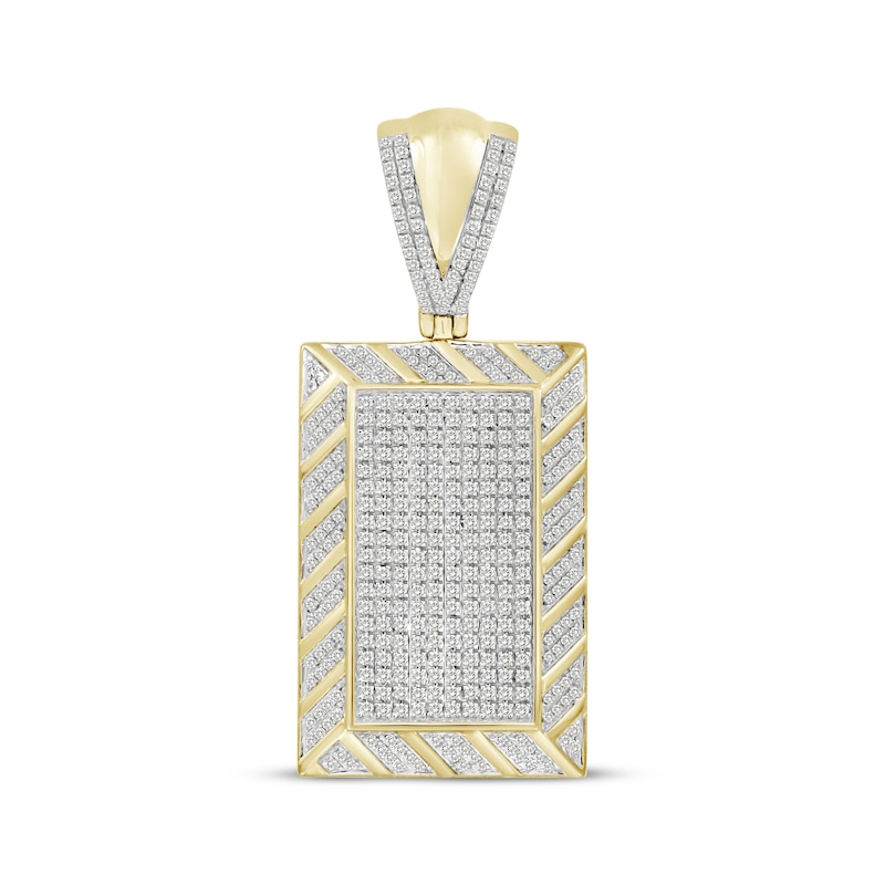 Men's Diamond Dog Tag Charm 1 ct tw Yellow Gold Plated