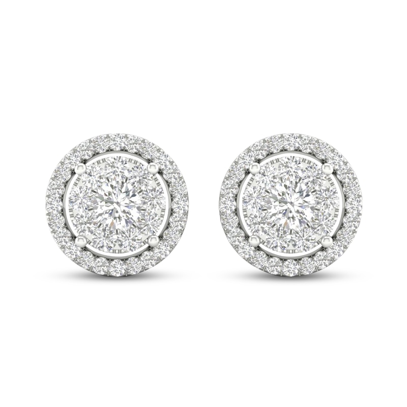 Diamond Stud Earrings 1/2 ct tw Round-Cut White Gold Plated