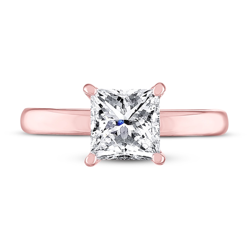 THE LEO Artisan Diamond Solitaire Engagement Ring 2 ct tw Princess-cut Rose Gold Plated