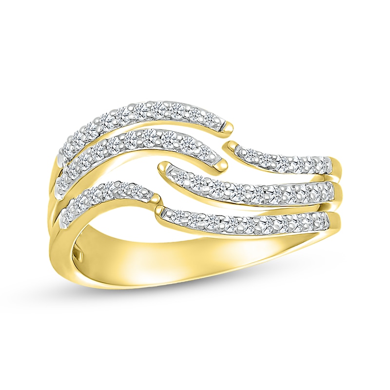 Diamond Open Wave Ring 1/3 ct tw Yellow Gold Plated