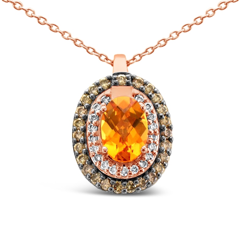 Le Vian Citrine Necklace 1/3 ct tw Diamonds Strawberry Gold Plated 18"