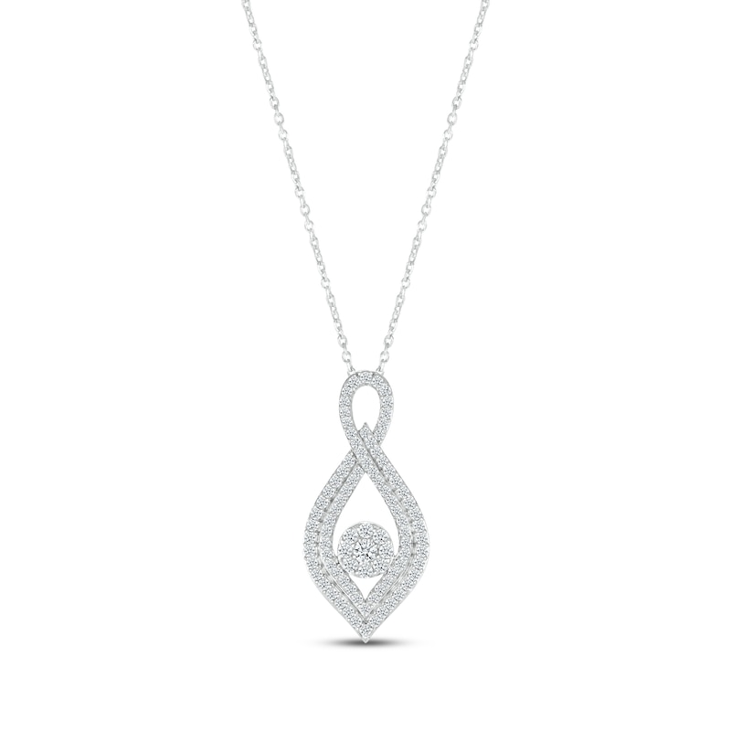 Diamond Infinity Necklace 1 ct tw Silver Plated 18"
