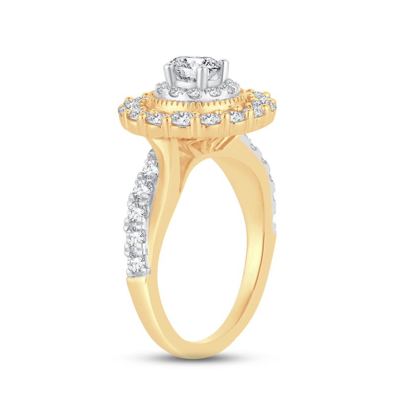 Diamond Engagement Ring 1-1/2 ct tw Round-cut Yellow Gold Plated