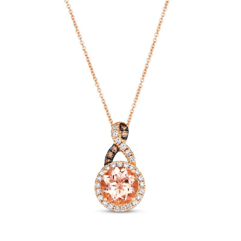 Le Vian Chocolate Twist Morganite Necklace 1/3 ct tw Diamonds Strawberry Gold Plated 19"