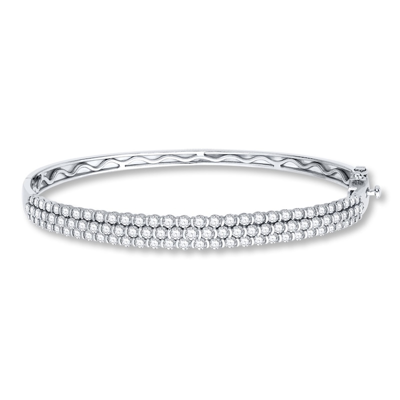 Diamond Bangle 3 ct tw Round-cut White Gold Plated