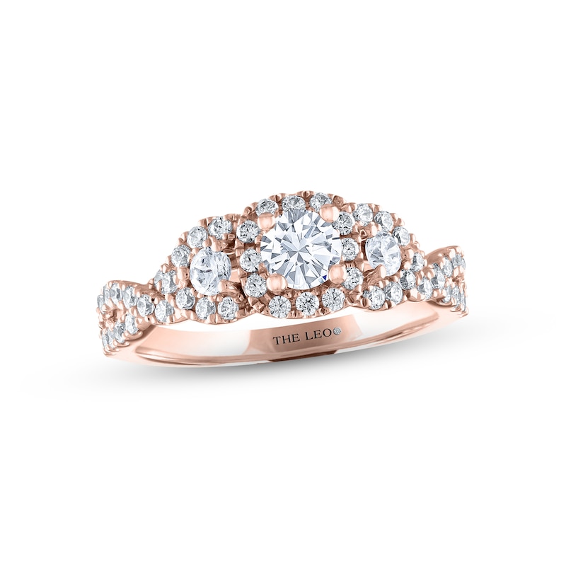 THE LEO Diamond Three-Stone Engagement Ring 1 ct tw Round-cut Rose Gold Plated