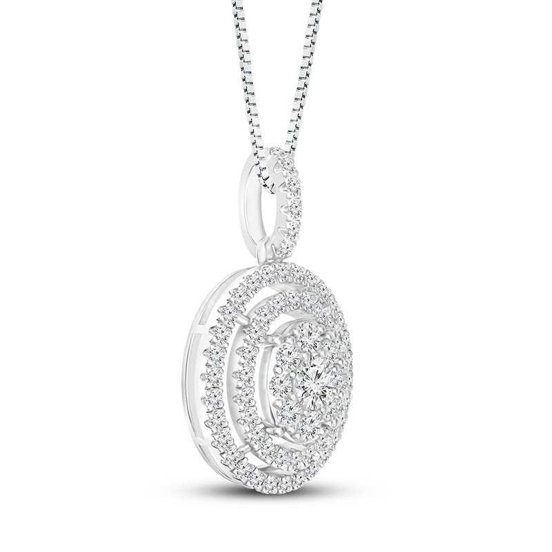 Diamond Necklace 1 ct tw Round-cut White Gold Plated 18"