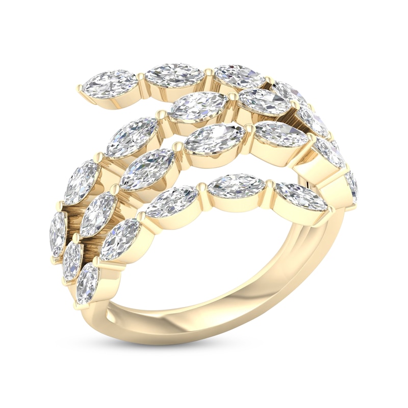 Diamond Ring 2 ct tw Marquise-cut Yellow Gold Plated