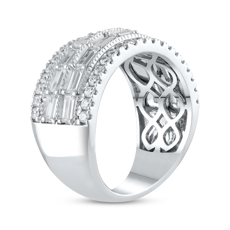 Lab-Created Diamonds by Baguette & Round-Cut Anniversary Band 1-1/2 ct tw White Gold Plated