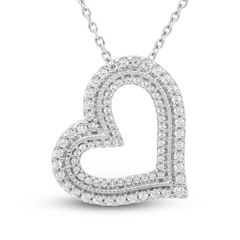 Neil Lane Diamond Heart Necklace 1/3 ct tw Round-cut White Gold Plated 18"