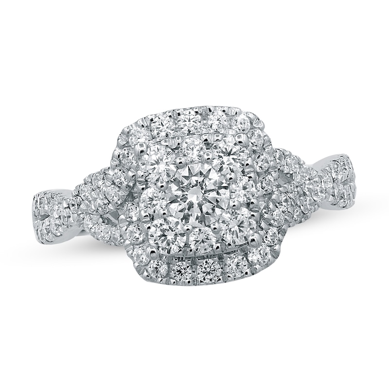 Diamond Engagement Ring 7/8 ct tw Round-cut White Gold Plated